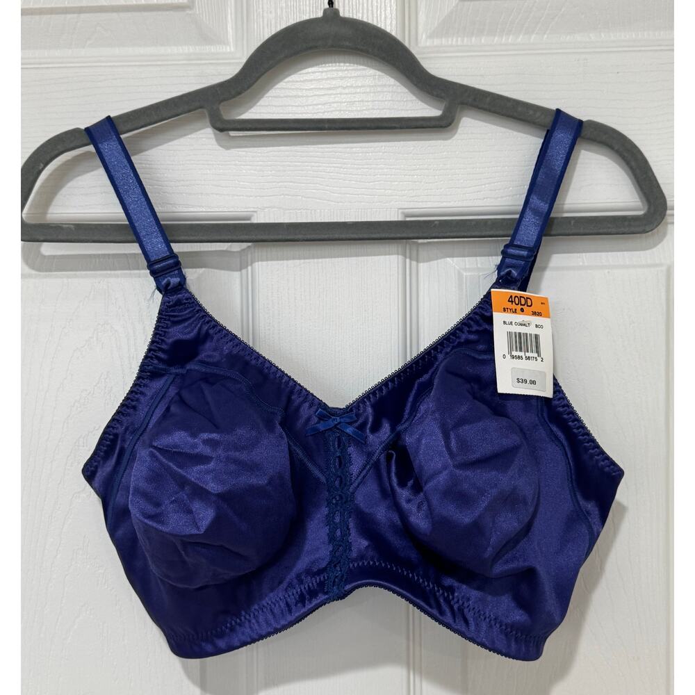 Classic Bali Double Support Wireless Bra Cobalt Blue 40DD #3820 NWT